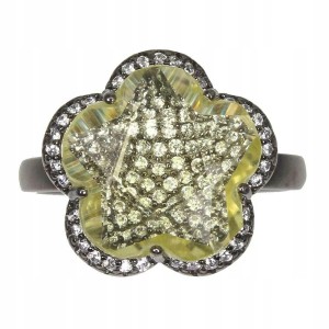 Pierścionek srebrny zielony ametyst r 17 naturalny