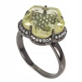 Silver green amethyst ring size 17, natural