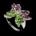 Natural silver diopsid butterfly ring size 17