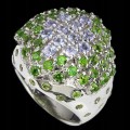 Silver 925 ring with diopsid tanzanite size 16.5