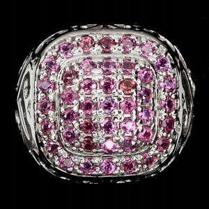 Pierścionek srebrny 925 r 14 granaty piękny 3