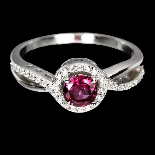 Ring, silver 925, garnet, natural size 11