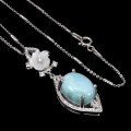 Srebrny naszyjnik cyrkonie larimar naturalne 23