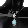 Srebrny naszyjnik cyrkonie larimar naturalne 23