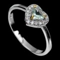 Pierścionek 925 serce akwamaryn cyrkonie r 14