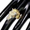 Ring horse tanzanite garnet silver size 15