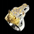 Ring horse tanzanite garnet silver size 15