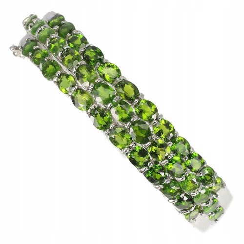 Srebrna bransoletka diopsyd chromowy certyfikat