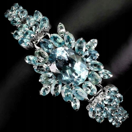 Silver bracelet with natural zircons sky blue topaz4