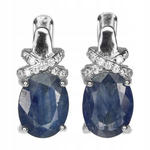 Silver earrings, natural blue sapphires4 925