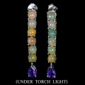 Silver earrings 925 natural amethyst opals 5