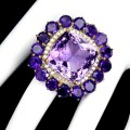 Pierścionek naturalne 35.21ct ametysty srebrny r21