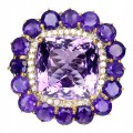 Pierścionek naturalne 35.21ct ametysty srebrny r21