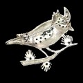 Silver brooch 925 natural diopsides sapphires bird