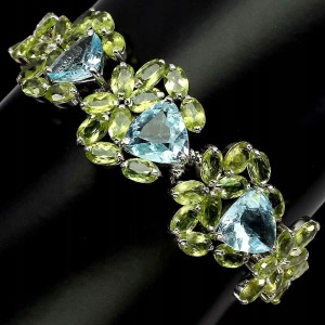 Bransoletka 925 topazy oliwiny certyfikat