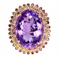 Pierścionek ametyst 29.69ct turmaliny 925 r 18.5