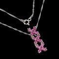 Silver necklace 925 natural rubies delicate 6