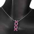 Silver necklace 925 natural rubies delicate 6