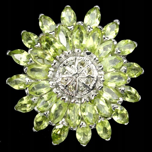 Pierścionek naturalne szafiry 925 oliwiny r 17.5 2