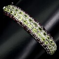 Silver bracelet with natural olivine peridot 925 garnet