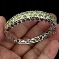 Silver bracelet with natural olivine peridot 925 garnet