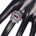 Silver topaz ring swiss blue garnet size 16