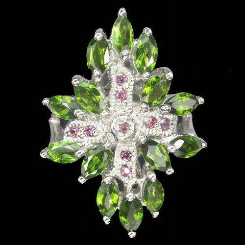 Pierścionek 925 naturalne diopsydy szafiry r 16.5