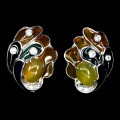 Silver enamel chalcedony cubic zirconia earrings 1