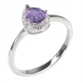 Srebrny pierścionek natural ametyst cyrkonie 16.5