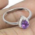 Srebrny pierścionek natural ametyst cyrkonie 16.5