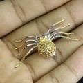 Silver brooch natural garnet sapphires 925 spider