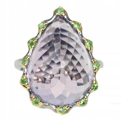 Pierścionek ametyst 21.19ct tsaworyty srebro r 17