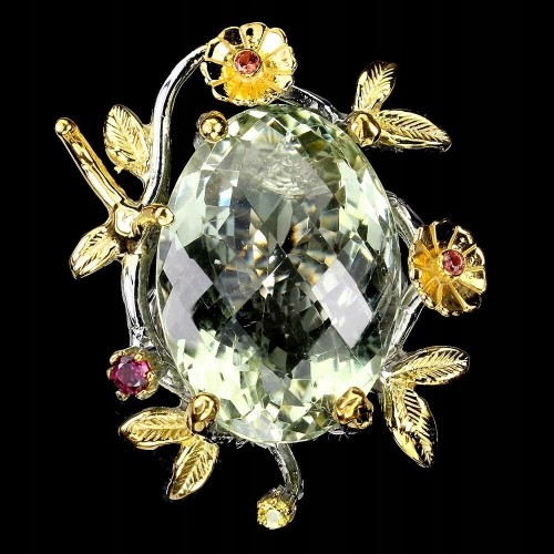 Natural green amethyst ring 24.66 ct size 15.5