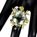Natural green amethyst ring 24.66 ct size 15.5