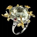 Natural green amethyst ring 24.66 ct size 15.5
