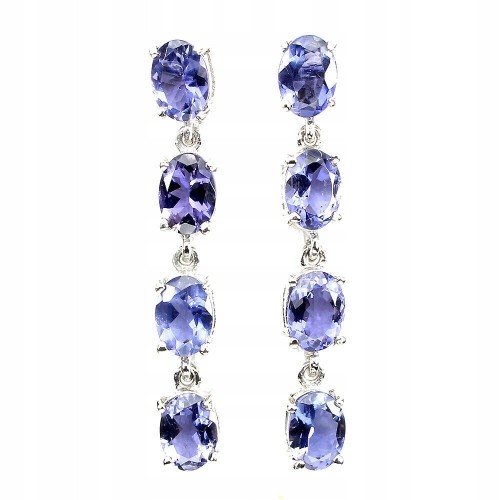 Srebrne 925 kolczyki naturalne iolity piękne 1