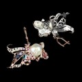 Silver earrings natural garnet pearls 925 1