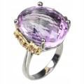 Amethyst ring 25.45 ct, garnet silver, size 15