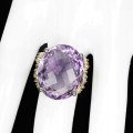 Amethyst ring 25.45 ct, garnet silver, size 15