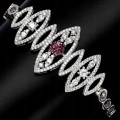 Silver bracelet with natural rhodolite garnet 11