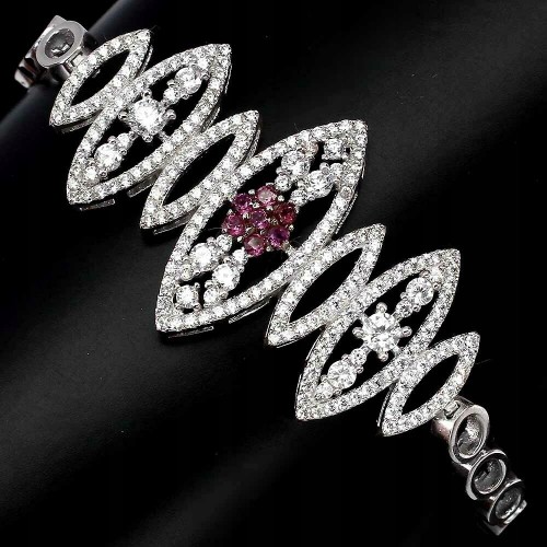 Silver bracelet with natural rhodolite garnet 11