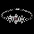 Silver bracelet with natural rhodolite garnet 11
