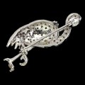 Silver brooch 925 natural diopsid sapphires bird