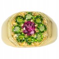 Natural ring with garnet 925 diopsides size 13.5