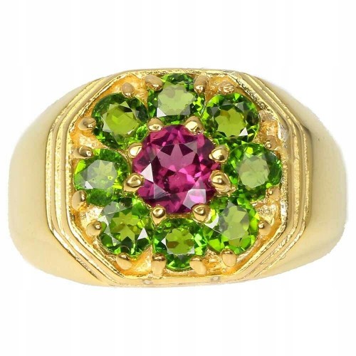 Natural ring with garnet 925 diopsides size 13.5
