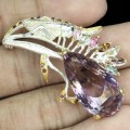 Broszka srebro świerszcz 27x14mm ametryn turmaliny
