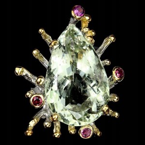 Pierścionek naturalny zielony ametyst 18.22ct 14.5