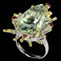 Pierścionek naturalny zielony ametyst 18.22ct 14.5