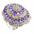 Pierścionek 925 ametysty szafiry r 16 naturalne