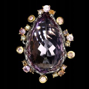 Srebrny pierścionek r 17 22.11ct ametryn szafiry